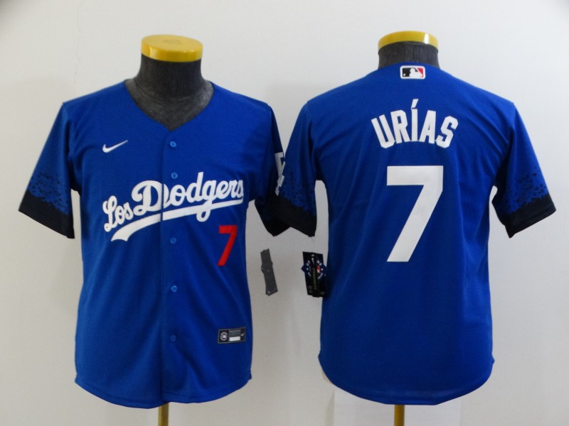 Youth Los Angeles Dodgers #7 Urias Blue City Edition Nike 2021 MLB Jersey->youth mlb jersey->Youth Jersey